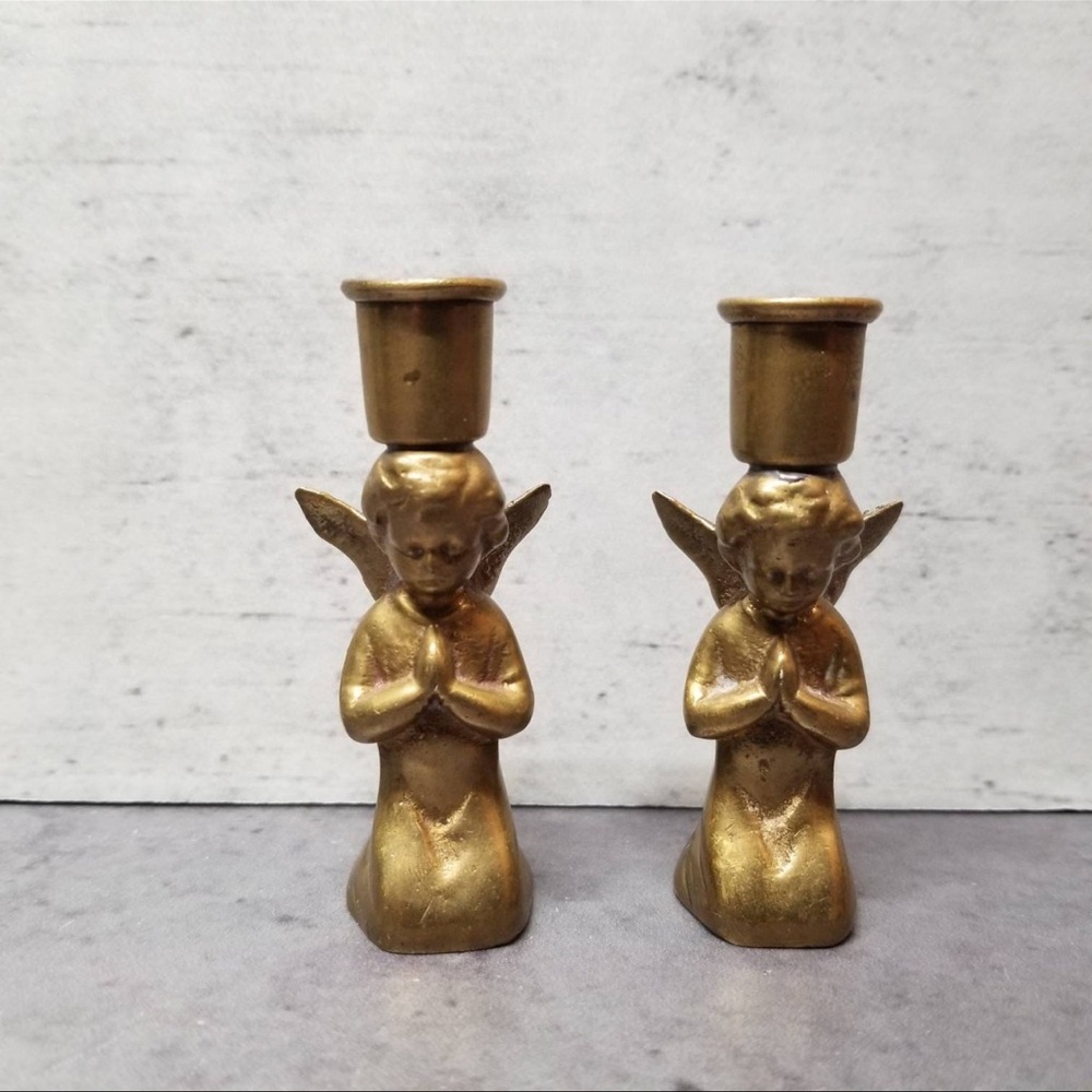 Gold Angel Candle Holders
